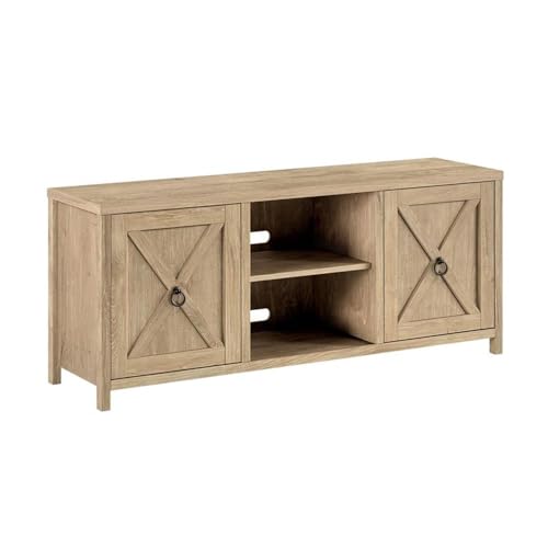 Image of Henn&Hart Rectangular TV Stand for TV's up to 65 inch in White Oak, TV Stands for the Living Room