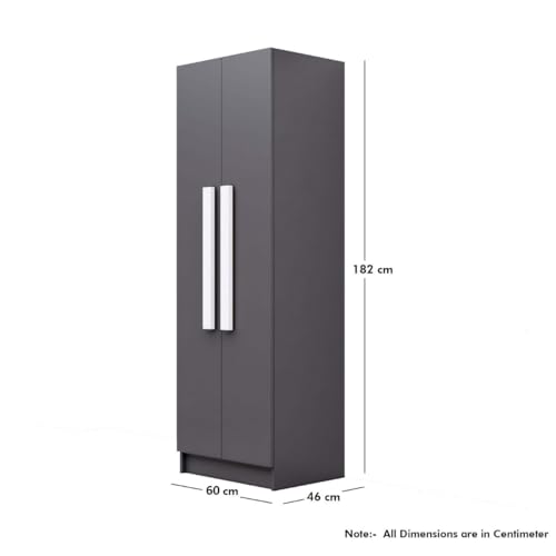 Image of Bniture Wooden Almirah for Clothes, Door for Bedroom, 2 Door Wardrobe with 4 Shelves Huge Storage Space (46D x 60W x 182H CM) | 3 Year Warranty (Slate Grey)