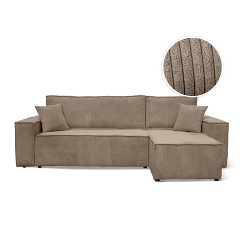 LOUNGITUDE Canapé Farah d'angle Convertible et réversible 4 Places en