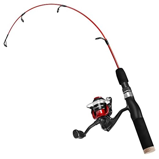 PLUSINNO Ultralight Winter Ice Fishing Rod Reel Combo 26/27/28 inch. Medium Light Fast Action Multi-Species Spinning Ice Fishing Pole Tackle Walleye Perch Panfish Bluegill Crappie-F
