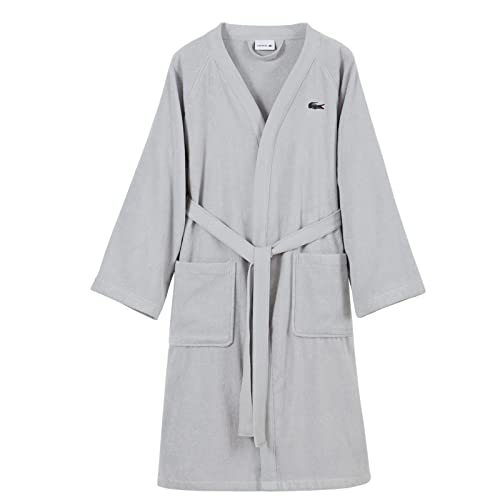 Image of Lacoste Classic Pique Cotton Terry Bath Robe, Unisex, One Size,