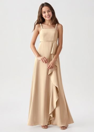 Sevintage Satin Junior Bridesmaid Dresses Spaghetti Straps Formal Wedding Party Dresses2