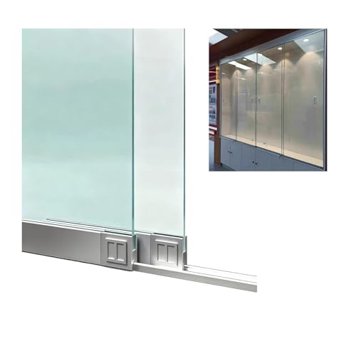 Gabinete de aluminio con puerta corredera de cristal de 105 x 65 cm, solución de almacenamiento con riel de montaje empotrado para servicio de alimentos, moderno Nizer Credenza para uso doméstico y de