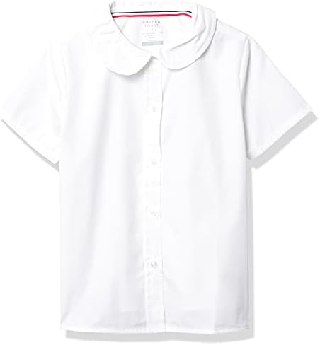 French Toast Girls' Short Sleeve Peter Pan Collar Blouse (Standard & Plus), White, 6