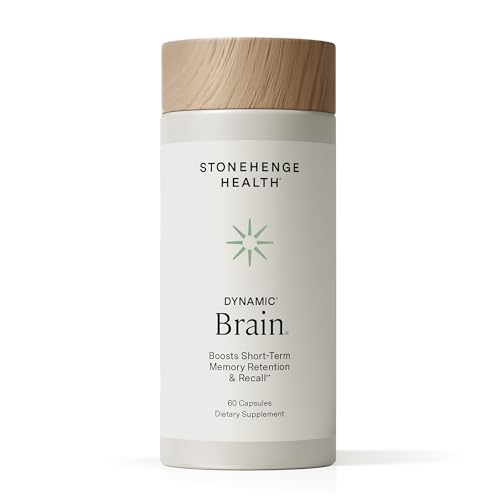 Stonehenge Health Dynamic Brain – BacoMind® Bacopa Nootropic Formula – Memory, Recall & Retention, Phosphatidylserine, Huperzine A, DHA & Choline – 40 Brain-Boosting Ingredients – Non-GMO, 60 Caps