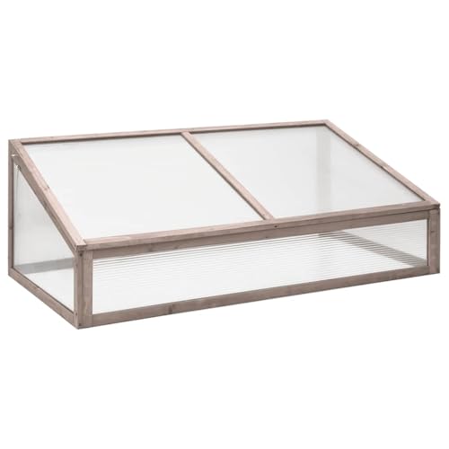 Serre de Jardin en Bois, Serre Châssis Carré Potager Gris 110x56x39 cm Bois de Sapin