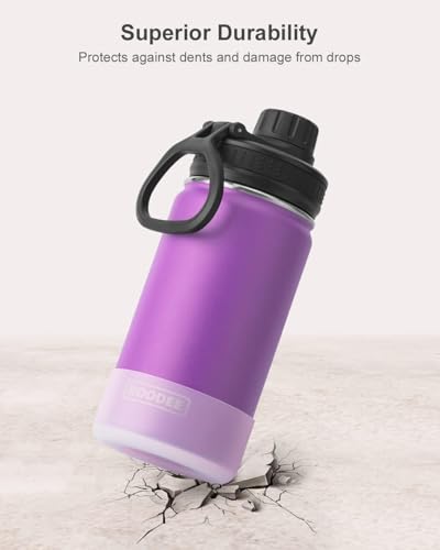 Image of Koodee Small Water Bottle 12 oz Stainless Steel Vacuum Insulated Water Bottle for Back to School, Wide Mouth Flask with Leakproof Spout Lid(Purple)