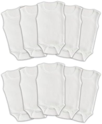 Novibaby 10'lu Ribana Bebek Atlet Body Zıbın Raporlu Çıtçıtlı Beyaz 100% Pamuk - Ribana Bebek Body Zıbın (Beyaz, 0-3 Ay) - Görsel 1
