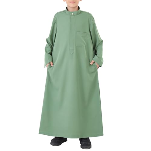 Muslim Thobe for Boys Long Sleeve Islamic Arabic Kaftan 𝐑obe Middle East Dubai Prayer Dress Kids Ramadan Eid Outfit2