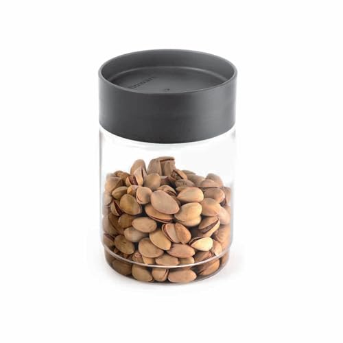Image of CELLO Modustack Pet Storage Jar For Kitchen Set of 6 Pcs, 750 ml Grey | Freezer & Fridge Safe, See Through Airtight Stackable Pet Kitchen Storage Box Container Set For Beans, Whole Grains, Spices