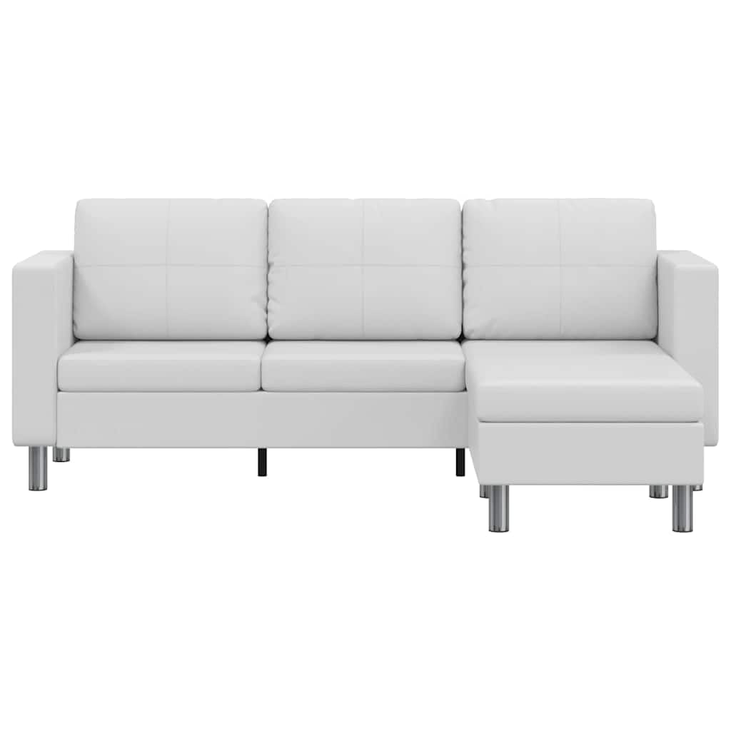 Sofá modular de 3 plazas de piel sintética, color blanco