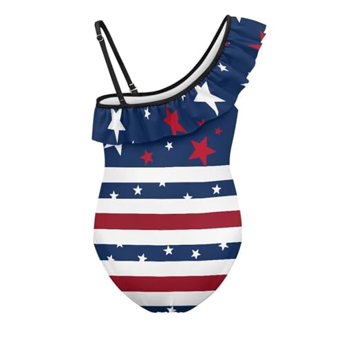 Girls One Piece Swimsuit Ruffle One Shoulder Halter Bathing Suit Adjustable Strap Beach Hawaiian Swimwear 3-142