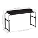 toilmua Large Overbed Table Overbed Desk with Wheels, Rolling Computer Desk Laptop Cart with 4 Lockable Casters Heavy-Duty Carbon Steel King Queen Bed Table (Raised Baffle) Matte Black