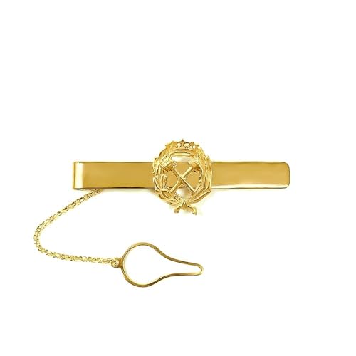 Pisacorbatas insignia de ingeniero de minas con escudo en plata y oro 54mm