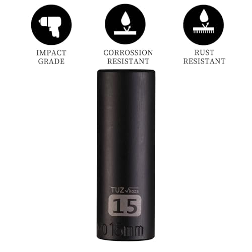 Image of 3 /8 inch Square Drive 15mm Metric Impact Socket,Hex Deep Socket Design,CR-MO Steel for Nut repair for Any Application