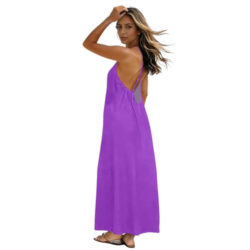 Robe d'été décontractée robe de plage orchidée foncée pour femme