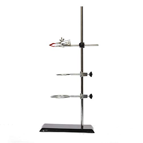 Laboratory Retort Support Stand For Titration Extraction - Xmwangzi, With A Burette Clamp And 2 Flask Ring Clamps, Used In Chemistry Or Physics Lab (Rodlength 16'') #TOP6