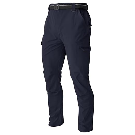Men's Cargo Work Hiking Pants Lightweight Water Resistant Quick Dry Fishing Travel Camping Outdoor Breathable Multi Pockets Navy L