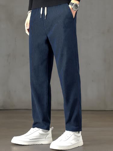 Image of Samfor Men's Comfortable Corduroy Pants | Relaxed Fit Stretch Waist Trousers for Everyday Wear
