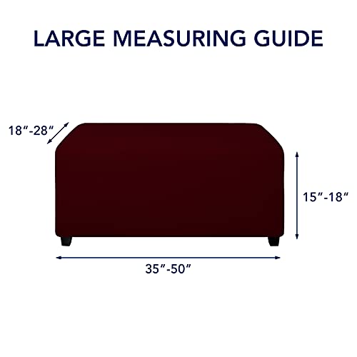 Image of PureFit Stretch Rectangle Ottoman Cover Footstool Cover, Wine
