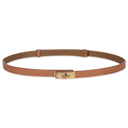 Image of Aurolran Women's Fashion Classic Metal Buckle Leather Belt with Jeans Dress