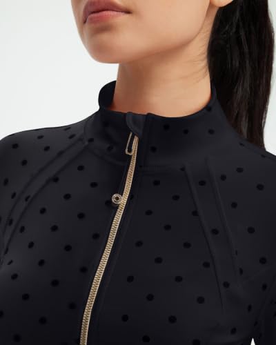 Image of SUUKSESS Women Golden Full Zip Up Workout Cropped Jackets Lightweight Athletic Yoga Tops