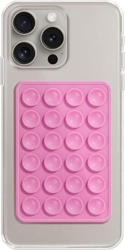 Image of CERLINK Suction Phone Case Sticker Grip Silicone Holder Mount for Hands-Free Mobile Accessory Holder Grip, Video Phone Accessory Compatible Mirror, Shower (Pink)