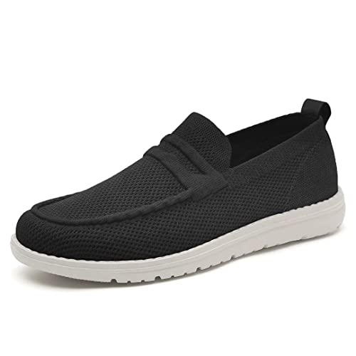 1TAZERO Men Slip On Shoes Loafer with Arch Support Insoles,Men Casual Shoes for Plantar Fasciitis, 03black, 8 UK