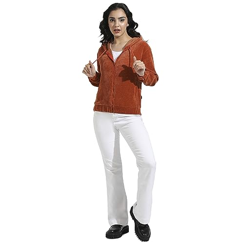Image of PINACOLADA Women's Grey Zip-Front Horizontal Striped Hoodie for Casual Wear | Hooded Neck | Long Sleeve | Zipper Closure | Cotton Sweatshirt Crafted with Comfort Fit for Everyday Wear
