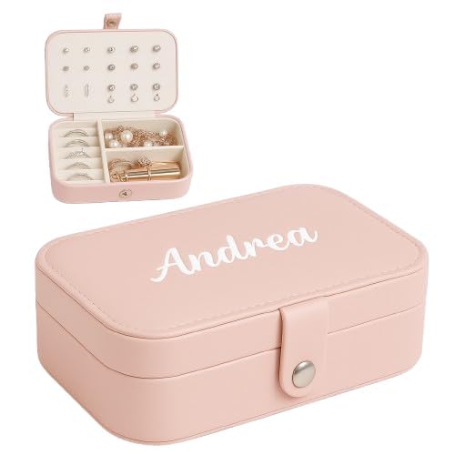 Didart Handmade Joyero Mujer Personalizado- Organizador con compartimentos– Regalo Original para Comunión, Cumpleaños o Aniversario – Disponible en Rosa, Azul, Verde y Blanco (ROSA)