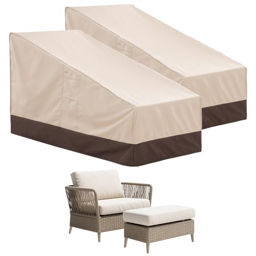 loriano 2-Pack Outdoor Chair Cover with Ottomans Waterproof Furniture Cover for 2 Chairs & 2 Ottomans Heavy Duty 600D Oxford Fabric All-Weather UV and Windproof for Patio Sets