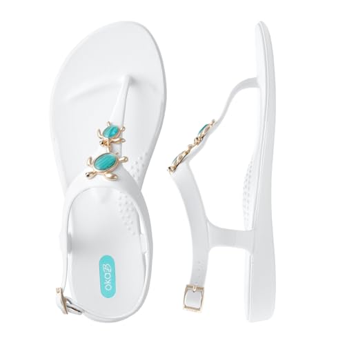 Oka-B Women's Carson Tess Gold Sea Turtle Thong T-Strap Sandal