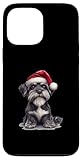 custodia per iphone 13 pro max simpatico cane schnauzer standard con grafica natalizia merry x-mas