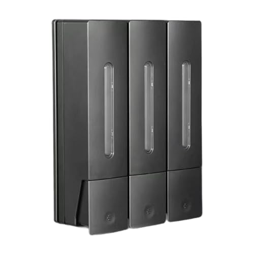 Folpus シャンプーディスペンサー 壁掛け シャンプーボトル 400ml x 3 シャワーローションディスペンサー おしゃれ 大容量 詰替えボトル ソープディスペンサー 洗面所 浴室 キッチン レストラン用 簡単取り付け, グレー