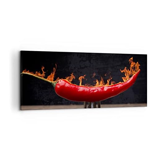 Cuadros Decoracion Salon Chile Paprika orgánico cultivo Lienzos decorativos 120x50cm Cuadro Sobre Lienzo Moderno Dormitorio Cocina Cuadros Pared Imágenes Wall Art Prints Decor Grande AB120x50-3193