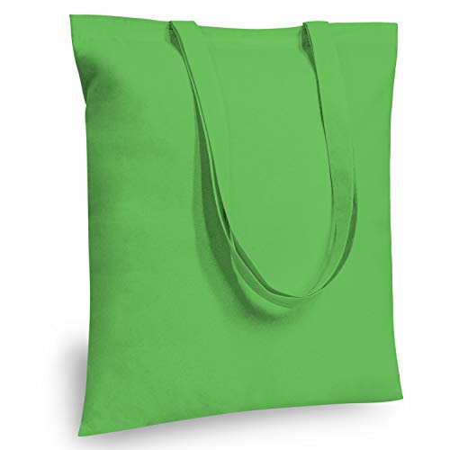 Image of TOPDesign 24-Pack Economical 16 inchx15 inch Lime Green Cotton Tote Bag, Lightweight Medium Reusable Grocery Shopping Cloth Bags, Suitable for DIY, Advertising, Promotion, Gift, Activity