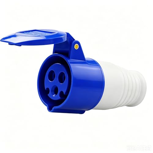 Image of SZXMDKH 16A 240V 3-Pin Weather Proof Industrial Socket, Conform to ICE309-2 Dustproof Replacement Socket with Cover , 1 Pack, Blue