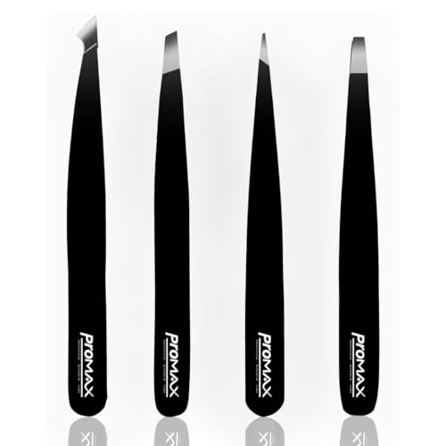 Promax Care Tweezers Set - Professional Stainless Steel Tweezers for Women Facial Hair, Lash Tweezers, Beauty Tools Accessories, Great Precision for Splinter and Ingrown Hair Removal