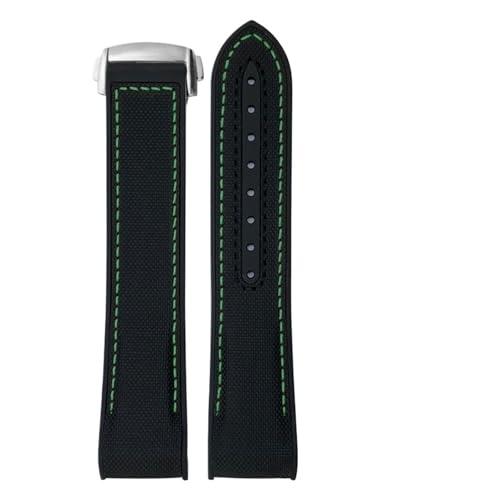 21mm 22mm tbfS FKM iC EHb`oh IKΉ V[}X^[ vlbgI[V 600 215 232 EHb`Xgbv tH[hI[o[NXv(Black green,21mm,Silver buckle)