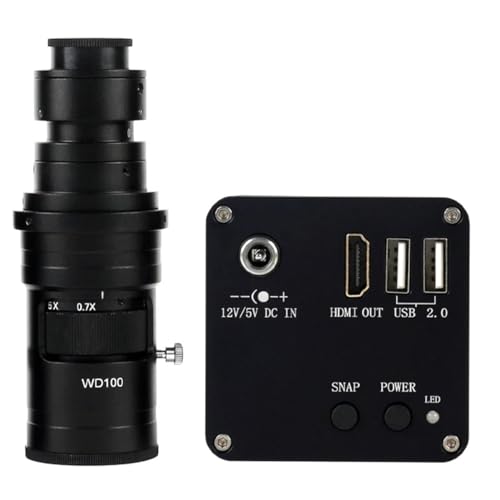 顕微鏡キット 4K 30FPS FHD HDMI デジタル産業用ビデオ顕微鏡カメラビデオ画像ストレージ生物顕微鏡実体顕微鏡 顕微鏡レンズアダプター(With 200x lens)