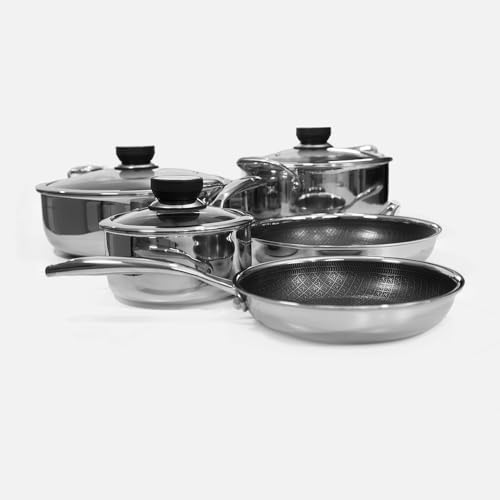 Batería de cocina, ollas y sartenes de acero inoxidable para inducción invisible, anti rayaduras | 9 piezas | Full Induction | Cocinas de Inducción Invisible| Cocinas bajo encimera | Cloen.
