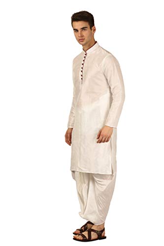 Image of Royal Kurta Men's Cotton Silk Dhoti Kurta (White)