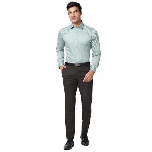 Image of Raymond Men's Slim Fit Self Design Petrol Shirt