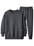 JMIERR Track Suits for Men Set 2 Piece Airport Outfits Long Sleeve Crewneck Men Sweatsuits Sets Drawstring Essentials Sweatpants Fall Tracksuit Sweatsuits Matching Lounge Sets, Large, Dark Grey