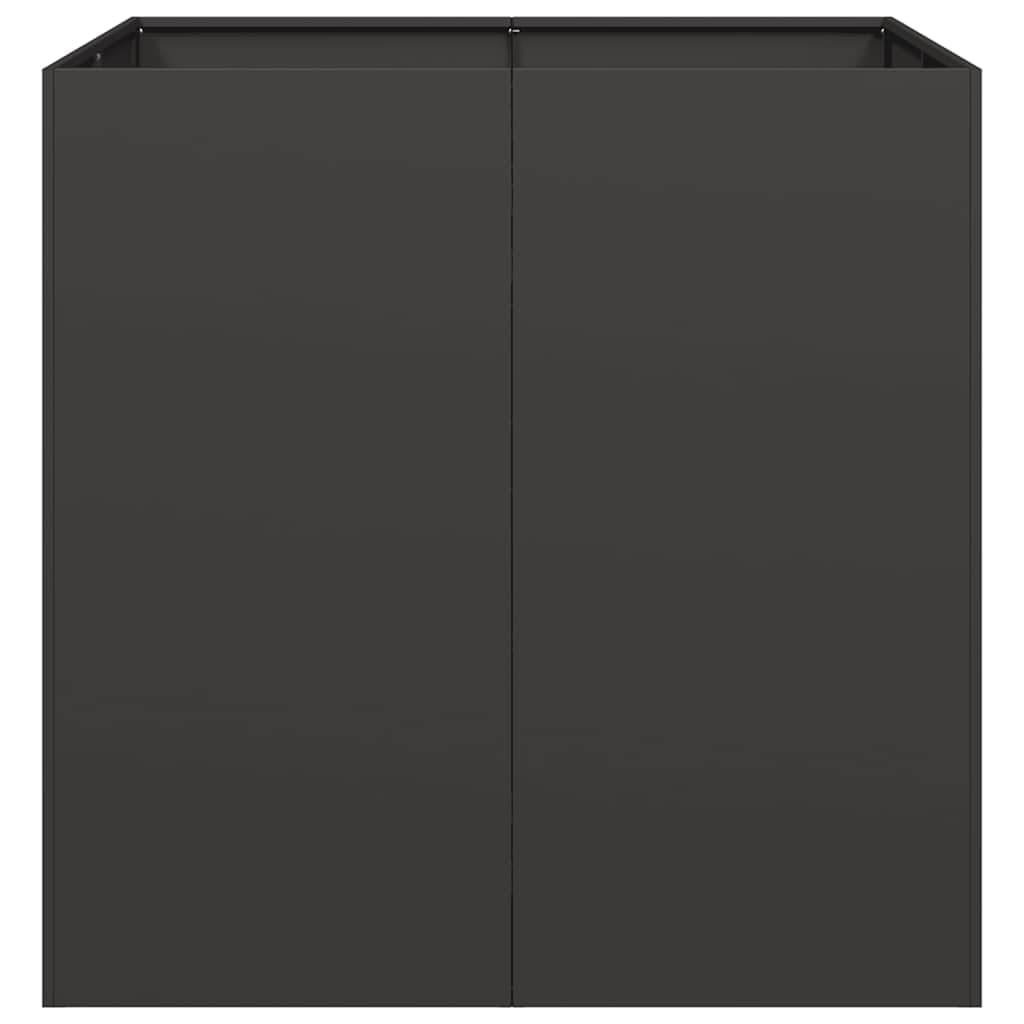 vidaXL Jardinera Acero Negro 80x80x80 cm, macetero, Soporte para Plantas, lecho Elevado, Soporte para jardineras, Bandeja para Plantas