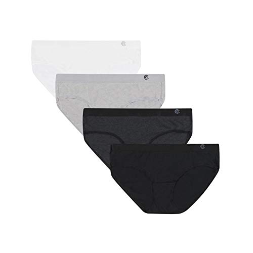 C9 Champion Women's Duo Dry Sport Brief (Hipster), New True White - Heather Gray - New Ebony Heather - New Ebony, L