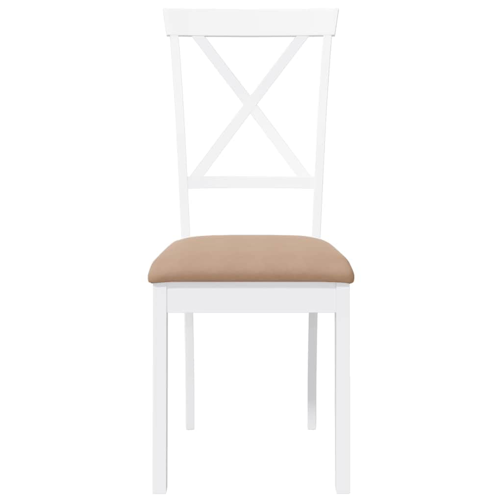 Sillas de comedor con cojín 2 uds. Árbol de caucho de madera maciza blanco, diseño ergonómico con respaldo cómodo para sentarse durante mucho tiempo, resistente a los golpes y duradero