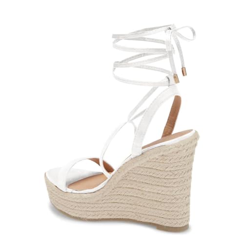 Image of Coutgo Women's Espadrille Wedges Lace Up Platform Ankle Cross Strap Slingback Summer Dress Sandals