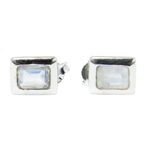 Pierre de lune boucles d'oreilles cadeau unisexe argent 925 coussin rare 10mm