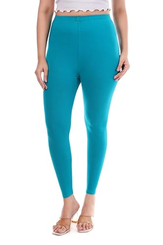 Image of TPF Women Solid Cotton Lycra Stretchable Leggings | Comfortable Ankle-Length Slim Fit Leggings for Women & Girls | Soft, Breathable Wear Bottoms